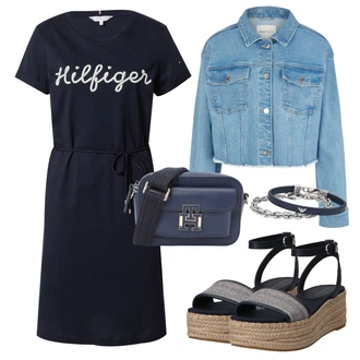Denim Outfit s Modrá/Světle modrá Krátké Džínové Bundičky/Krátký Bund/Džínové Bund/Krátký Bund Tom Tailor Denim "Outfit na léto"