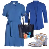 Outfity s modrými košilovými šaty image