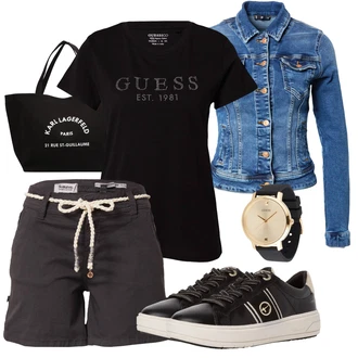 Outfit s Černá Košile Sublevel "Outfit na léto"