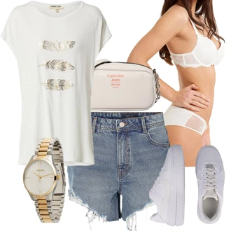 Outfit s Šedá Dlouhá tylová sukně/Dlouhé Šaty/Doplňek/Dlouhý Zimní Kabát/Taška Calvin Klein "Outfit na léto"