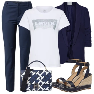 90tá léta Outfit s Červená Balónová košile/Jednoduchý top/Ležérní top/Zkrácený Top/Pletený top/Pletené tričko/Košilový top/Krátký top levi's ® "Outfit na léto"Look: 80tá léta, 90tá léta, Francouzské, Mom, Univerzitní