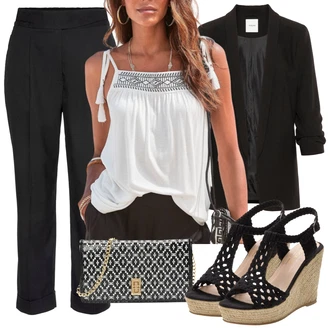 Vysoké Podpatky Outfit s Černá/Žlutá/Béžová Sandál na klínku/Espadrilka s klínovým podpatkem/Bota Na Klínku/Sandály Espadrille sandál Lascana "Outfit na léto"