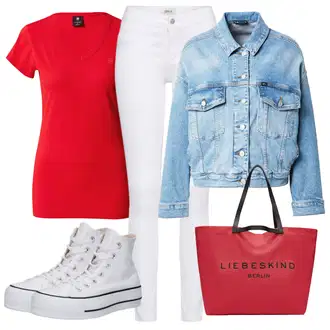 Moderní Outfit s Bílá/Hnědá/Černá Džín s Širokou Nohavicí/Dámské Džíny s Délkou 7/8/Zvonové Džíny/Zkrácené Džíny/Formální Košile/Džíny Culottes/Plisované Džíny Only "Outfit na léto"Look: Styl, Cool, Francouzské, Italský, Námořní, Moderní, Mom, Krásný, Španělské, Western, Old Money, 70tá léta