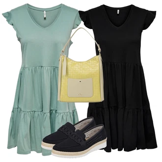 Outfit s Černá Šaty s Kapsou/Žerzejové Šaty/Francouzské šaty/Ležérní Šaty/Bavlněné Šaty/Skater šaty/Šaty S Kosticí/Tunikové šaty/Volánové šaty/Šaty Niki Only "Outfit na léto"