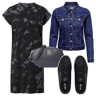 Carina Outfit s Černá Teniska na platformě/Skate Bota/Nízká Teniska/Kožené Tenisky Puma "Outfit na léto"
