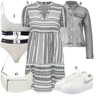 Punije Outfit sa Siva/Tamnosiva/Svjetlosiva Haljina/Haljina Veći Broj/Tunika Only "Tvoj otmjeni outfit"