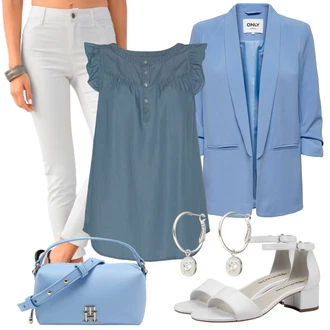 Denim/Traper Outfit sa Plava/Svjetloplava Bluza i Tunika Tunika/Bluza Veći Broj Lascana "Outfit za ljeto"