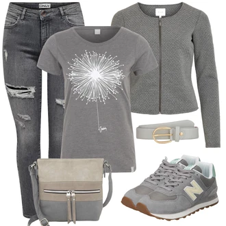 Outfit sa Siva/SvjetloSiva/TamnoSiva Jakna/Pletenina/Kaput/Pletivo Veći Broj Vila "Outfit za odmor"