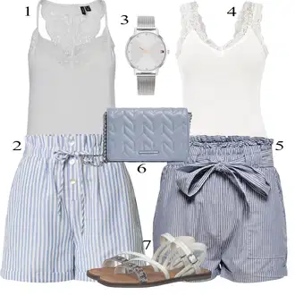 outfit mit Krem/Bela Majica za špagete/party Majica/Majica brez rokavov/Čipkasti top VERO MODA "Poletna oblačila"