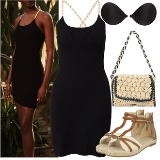 Outfit s Černá/Bílá/Tmavě červená/Červená Žerzejové Šaty/Přiléhavé Šaty/Šaty Bez Rukávů/Šaty Na Ramínko/Šaty s výstřihem/Podvazkové šaty/Šaty na tenké ramínko guido maria kretschmer women "Perfektní na léto"