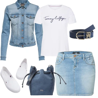 Džínovina Outfit s Světle modrá/Modrá Džínová vintage sukně/Džínová Sukně/Krátká Sukně LTB "Perfektní na léto"