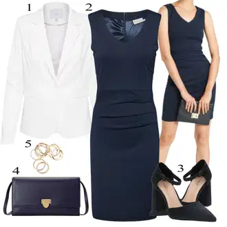 Outfit sa Tamnoplava Uska Haljina/Pamučna haljina/Pletena Haljina/Platnena Haljina/Haljina s Prednjim Patentnim Zatvaračem/Haljina Ravnog Kroja/Poslovna Haljina/Haljina za ured/Haljina Bez Rukava Kaffe "Tvoj otmjeni outfit"