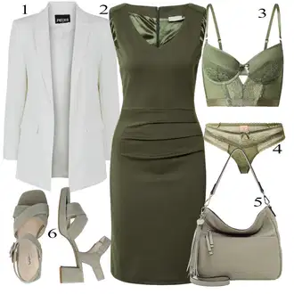 Outfit sa Tamnozelena Jesenska Haljina/Uska Haljina/Pamučna haljina/Haljina na špagete/Haljina za ured/Jednobojna/Haljina Bez Rukava/Haljina Ravnog Kroja Kaffe "Tvoj otmjeni outfit"