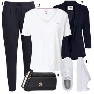 Outfit sa Bijela/Krem Funkcionalna majica/Tunika za Plažu/Košulja top/Muške tenisice za trčanje/Majica s mrežicom/Ležerna majica/Sportska majica/Otmjena majica/Majica kratkih rukava/Majica i top/Obični top/Majica za plažu/Majica/Top za plažu Tommy Jeans "Tvoj otmjeni outfit"