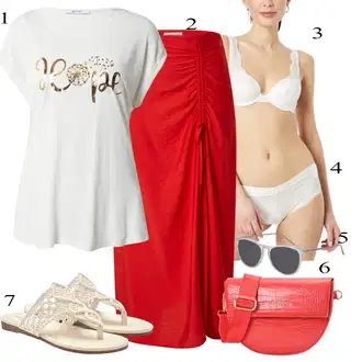 Outfit s Bílá/Krémová Klasické kalhotky/Brazilské Kalhotky/Průhledná kalhotka/Průsvitná kalhotka/Tanga/Formující Kalhotky/Slip S Nízkým Pasem ESPRIT "Outfit na léto"