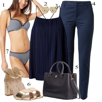 Babydoll, Stil Outfit sa Tamnoplava/Plava Haljina Veći Broj/Tunika/Kratke hlače velike veličine About You "Tvoj otmjeni outfit"Look: Babydoll, 20-ih godina, Sveučilišna, Pomorski, Preodjeven, Prevelik