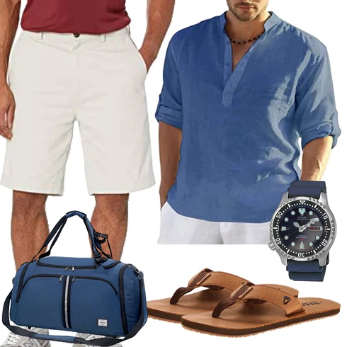 Khaki/Beige Bermuda/Chino Shorts/Cargo Short/Baggy Short/Kurze Hose/Paperbag-Shorts Amazon Essentials kombinieren