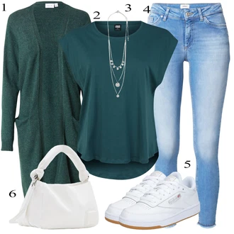 Outfit sa Zeleno/Tamnozelena/Tirkizna Pletivo Veći Broj/Haljina Veći Broj/Tunika Vila "Tvoj otmjeni outfit"
