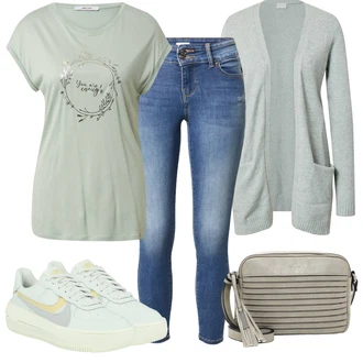 Kůže Outfit s Zelená/Modrá/Světle Zelená/Světle modrá/Šedá Nízká Teniska/Skate Bota/Vintage Teniska Nike Sportswear "Stylová letní nálada"