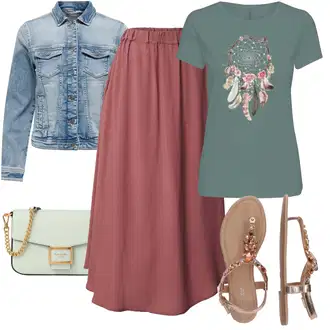 Outfit s Zlatý Letní Bota/Pletený Sandál/Sandál se třpytkami/Páskový Sandál/Sandál S T Páskem About You "Stylová letní nálada"