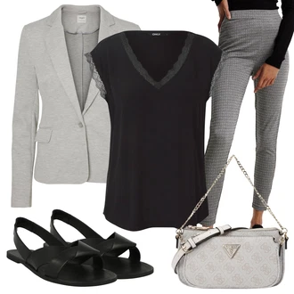 Zima Outfit s Šedá/Tmavě šedá/Světle šedá Legíny s Podšívkou/Tregíny/Manšestrový Legíny/Karierte Kalhoty/Termo Kalhoty/Pletený Legín Edited "Stylová letní nálada"