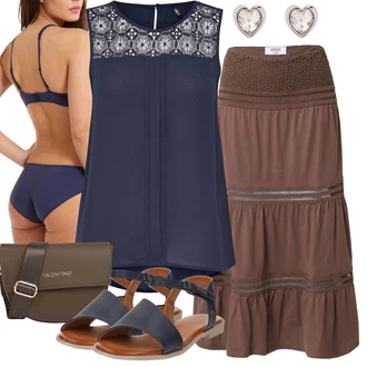 krajkou Outfit s Tmavě modrá/Modrá Tunika/Šaty Móda Pro Plnoštíhlou Only "Stylová letní nálada"