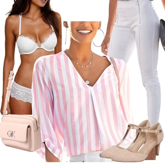 Svatba Outfit s Bílá/Béžová/Růžová/Krémová Angora Prádlo/Brazilské Kalhotky/Klasické Kalhotky/Průsvitná kalhotka/Tanga/Kalhotky/Průhledná kalhotka/Spodní Kalhotky Lascana "Stylová letní nálada"Look: Bar, Matriční Úřad, Koncert, Předsvatební, Svatba