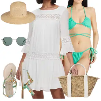 Folklor Outfit s Šedá/Bílá/Krémová Pouzdrové Šaty/Tunikové šaty/Pouzdrové Šaty S Dlouhým Rukávem/Boho Šaty Elegantní/Občanské šaty/Boho Letní Šaty/Šaty S Kosticí/Šaty s 3/4 Rukávem/Šaty na Konfirmaci/Francouzské šaty/Mušelínové šaty Only "Stylová letní nálada"