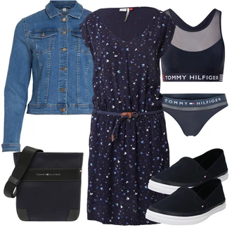 Ke kolenům Viskóza Outfit s Modrá/Tmavě modrá Šaty s puntíky/Letní Šaty/Šaty s Páskem/Šaty s Kapsou/Ležérní Šaty/Žerzejové Šaty Ragwear "Stylová letní nálada"