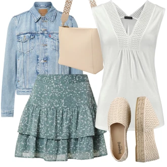 Outfit s Béžová/Khaki/Krémová Espadrilka na Podpatku/Espadrille pantofle Espadrij L´originale "Stylová letní nálada"