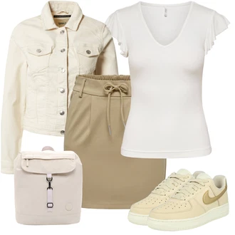 Outfit s Krémová/Khaki/Béžová/Bílá/Oranžová Vintage Bund/Letní Bund/Jarní bunda/Džínové Bund/Manšestrová Bunda/Krátké Džínové Bundičky/Krátký Bund/Krátký Bund Only "Stylová letní nálada"