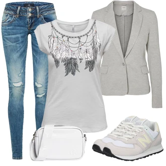 Outfit s Modrá/Tmavě modrá/Světle modrá Džíny s Dírou/Patchworkové Džíny/Kožená Pánská Bund LTB "Stylová letní nálada"