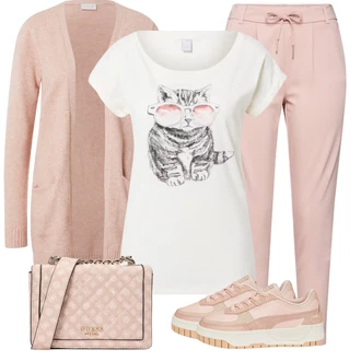 Outfity pro léto S křivkami s Růžová Pletenina veľkej veľkosti Vila "Stylová letní nálada"