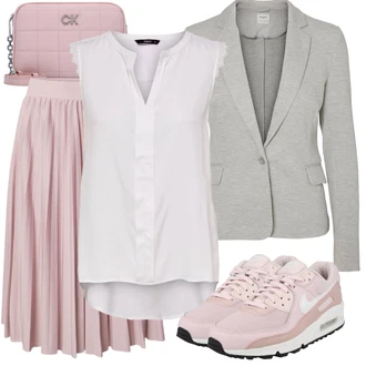 Elegantní Outfit s Bílá/Šedá/Hnědá Halenka Móda Pro Plnoštíhlou/Halenka a Tunika Tunika Only "Stylová letní nálada"Look: Styl, Lehký, Rad, Emo, 20 léta, Elegantní, Kancelář, Old Money, Příliš oblečený, S průsvitem