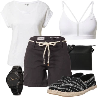 Outfity pro léto s Krémová/Bílá Sportovní podprsenka/Dámská korzetová sportovní podprsenka/Vyztužený podprsenek/Bezdrátová podprsenka/Zmenšující Podprsenek/Odlehčovací podprsenka Nike "Stylová letní nálada"