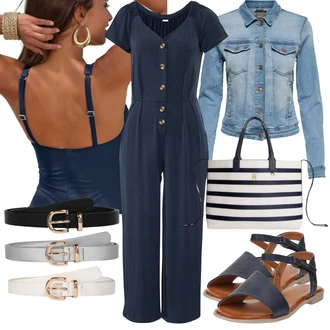 Outfit s Tmavě modrá/Tyrkysový/Modrá Ohlávkou/Plavky s odhalenými zády/Tankin Push-up/Bezdrátový plavky/Plavky Halterneck/Push-up tankini/Plavky monokiny/Tankiny vrchní díl/Plavky s průstřihem/Tankiny bandeau/Tankin s hlubokým výstřihem Lascana "Stylová letní nálada"