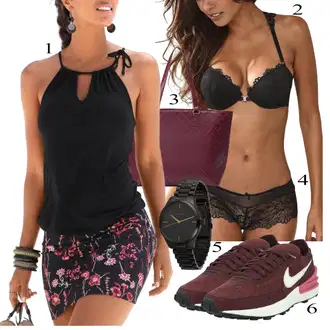 Outfit sa Crna/Pink/Tamnosiva/Siva Gaćica & tanga/Gaćice bez prepona/Brazilski Slip/Futrola za Suknju/Gaćice/Klasične Gaćice/Prozirna gaćica Lascana "Tvoj otmjeni outfit"