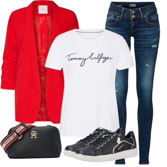 Outfit s Červená/Tmavě červená Oversize Sako/Boyfriend Sako/Dlouhý Sako/Teplákový blejzr/Kožená bunda pro muže Pieces "Stylová letní nálada"