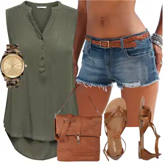 Outfit s Hnědá/Béžová Sandál S T Páskem/Vintage sandál/Páskový Sandál/Gladiátorská sandála/Římská sandála/Letní Bota About You "Stylová letní nálada"