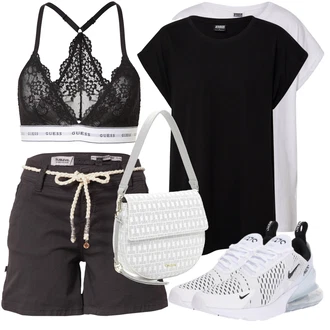 Air Max 270 Outfit s Černá/Bílá Běžecká bota/Běžecká bota/Bota na zumbu/Tenisová bota/Gymnastická bota/Tréninková bota/Volejbalová bota/Bota na fitness/Basketbalová bota Nike Sportswear "Stylová letní nálada"