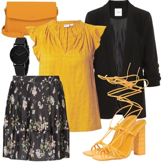 Vysoké Podpatky Outfit s Žlutá Sandály Sandál Na Podpatku/Sandál s podpatkem/Šněrovací bota/Bota Na Podpatku/Letní Bota/Šněrovací Lodička Public Desire "Stylová letní nálada"