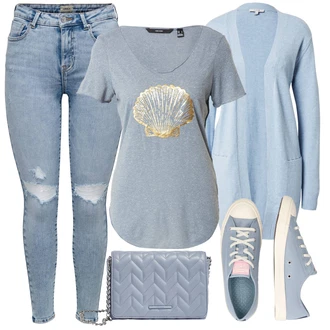 Outfity pro léto s Šedá/Světle modrá/Modrá Úzká teniska/Vintage teniska/Plátěná teniska/Nízká Teniska/Kožené tenisky/Letní tenisky Converse "Stylová letní nálada"