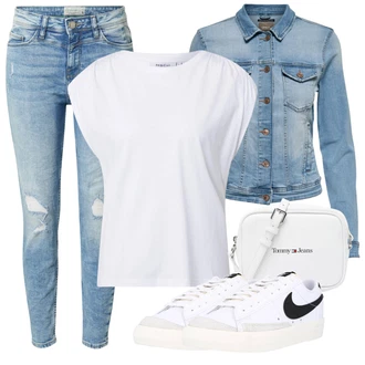 Outfity pro léto Chytrý příležitostný Svatba s Bílá/Černá Vintage teniska/Kožené tenisky/Nízká Teniska/Skate Bota/Úzká teniska Nike Sportswear "Stylová letní nálada"Look: Estetika, Bad Taste, Klasické, Hip Hop, Krásný, Chytrý příležitostný, Sportovní, Bar, Koncert, Škola, Svatba