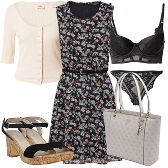 Výstřih na ramena Outfit s Černá/Hnědá Šaty Fit & Flare/Šaty Do Áčka/Mini Šaty/Skater šaty/Zavinovací Šaty/Šaty S Potiskem/Letní Šaty/Šaty s Kapsou/Šaty Niki/Šaty Bez Rukávů/Šaty na Podzim Only "Letní Outfit"