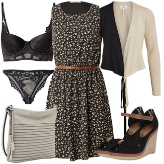 Outfit s Černá/Šedá/Tmavě šedá/Fialová Průhledná kalhotka/Průsvitná kalhotka/Brazilské Kalhotky/Spodní kalhotky/Tanga HUNKEMÖLLER "Letní Outfit"