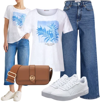 Outfity pro léto s Světle modrá/Modrá Džín s Širokou Nohavicí/Džíny Culottes/Džíny Volného Střihu/Zkrácené Džíny jjxx "Letní Outfit"