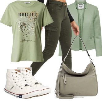 Outfit s Khaki/Tmavě zelená Cargo Kalhoty/Manšestrový legíny/Manšestrové Kalhoty/Jeggings/Skinny Kalhoty/Tregíny/Zimní Kalhoty Only "Letní Outfit"