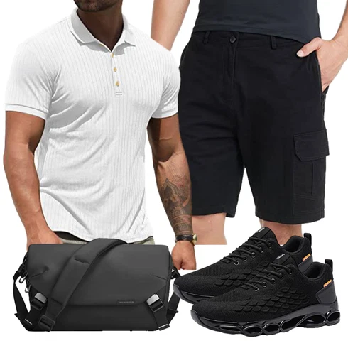Dunkelblau Hemd Cargo Short ineepor kombinieren