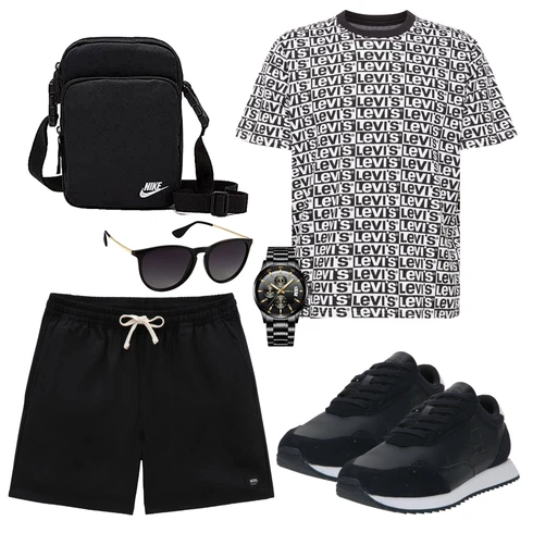 Herbst Schwarz Baggy Short/Bermuda/Mesh Short/Kurze Hose/Sweatshorts Vans kombinieren