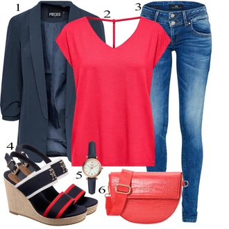 outfit mit Črna Čevlj Sandala s peto Tommy Hilfiger "poletni videz"